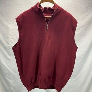 Carnoustie Quarter Zip Golf Vest Sleeveless‎ Pullover Layering Burgundy L